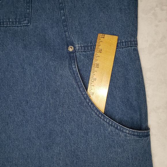 Denim & Co. Vintage Blue Denim Overall Maxi Dress Size L Farmhouse Boho Style - Picture 7 of 13